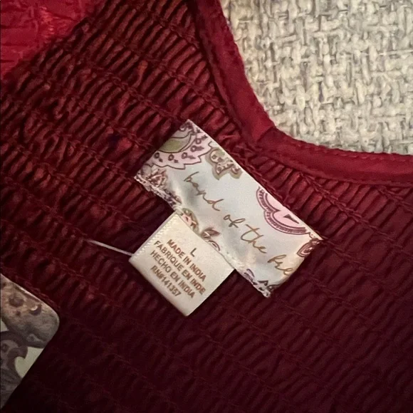 NWT BAND OF THE FREE Lea Rhubarb Smocked Crop Top - Picture 5 of 10